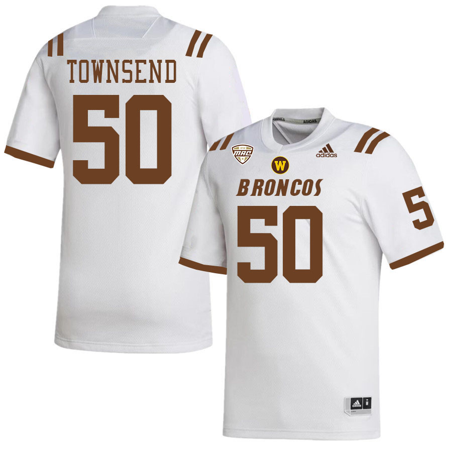 #50 Razah Townsend Western Michigan Broncos College Football Jerseys Stitched-White